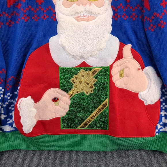Holiday Time Men's Santa Christmas Sweater Multicolor XL 46-48 Fair Isle - Picture 4 of 14
